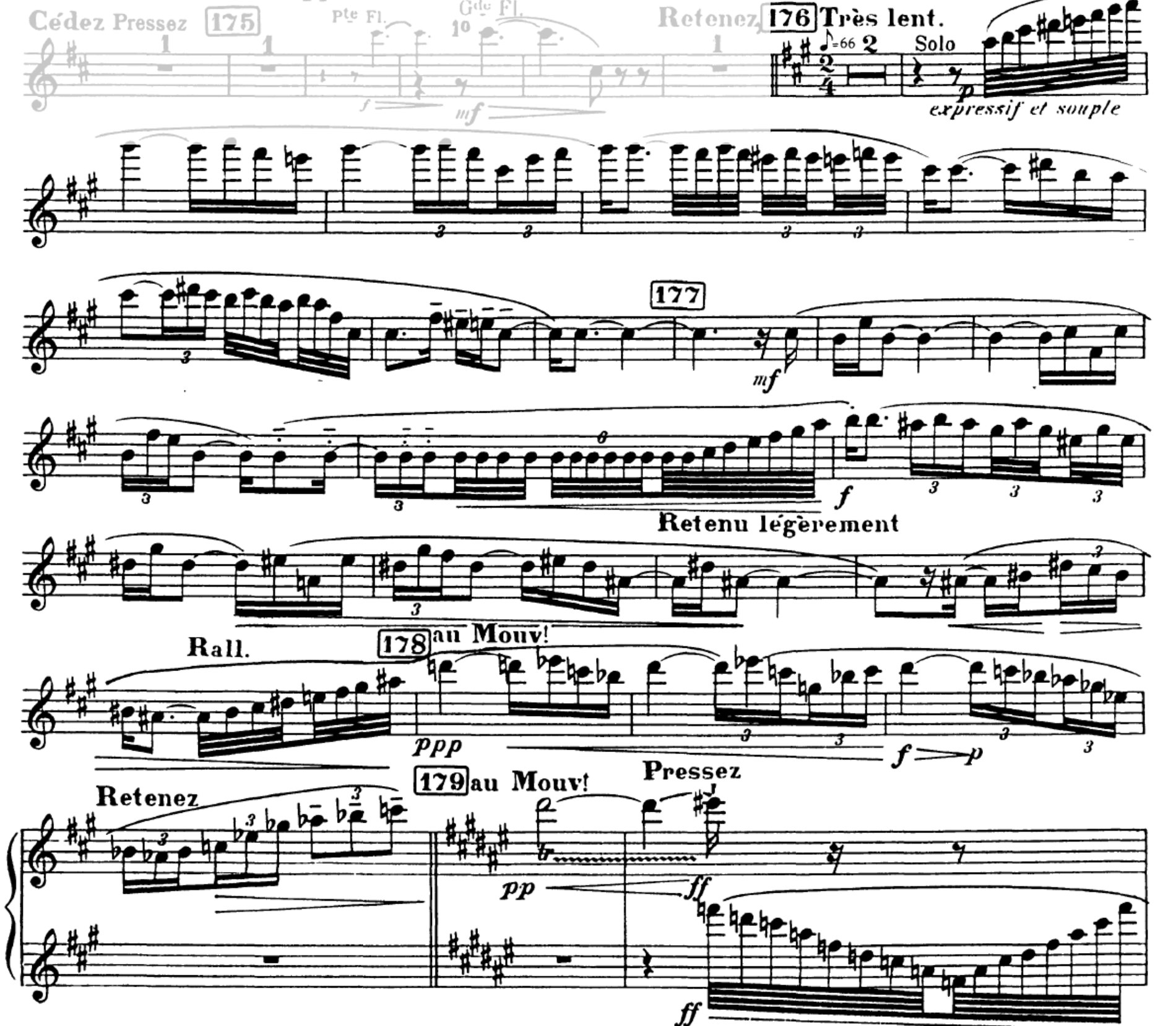 Daphnis et Chloé, Flutes 1 and 2, [176] to 2 after [179], page 1